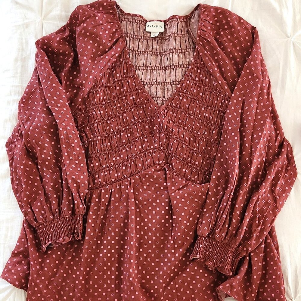 Long Sleeve, Smocked, Ava & Viv, 1X